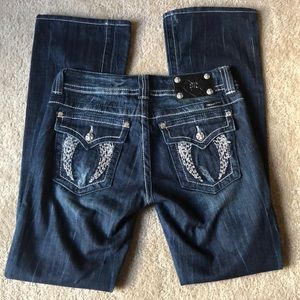 Miss Me dark wash distressed bootcut jeans